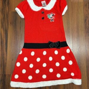 Disney Red Knit Dress with White Accents